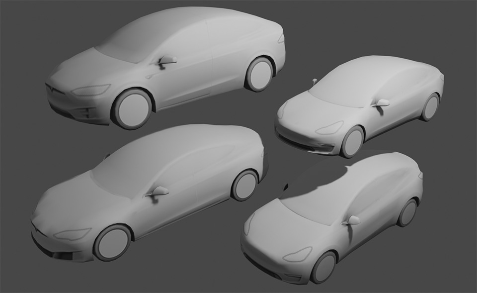 Rijvisualisatie Model X, Model 3, Model Y en Model S
