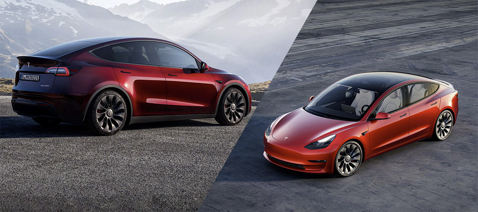 Tesla Model Y en Model 3