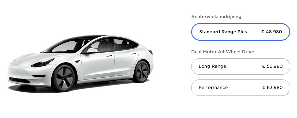 Tesla Model 3 - Prijs mei 2021