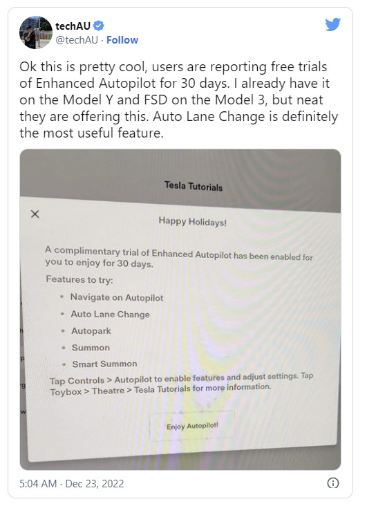 Tesla Enhanced Autopilot update