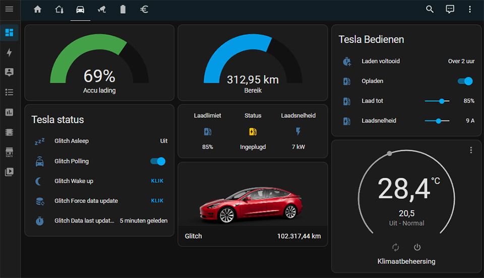 Home Assistant - Mijn Tesla dashboard